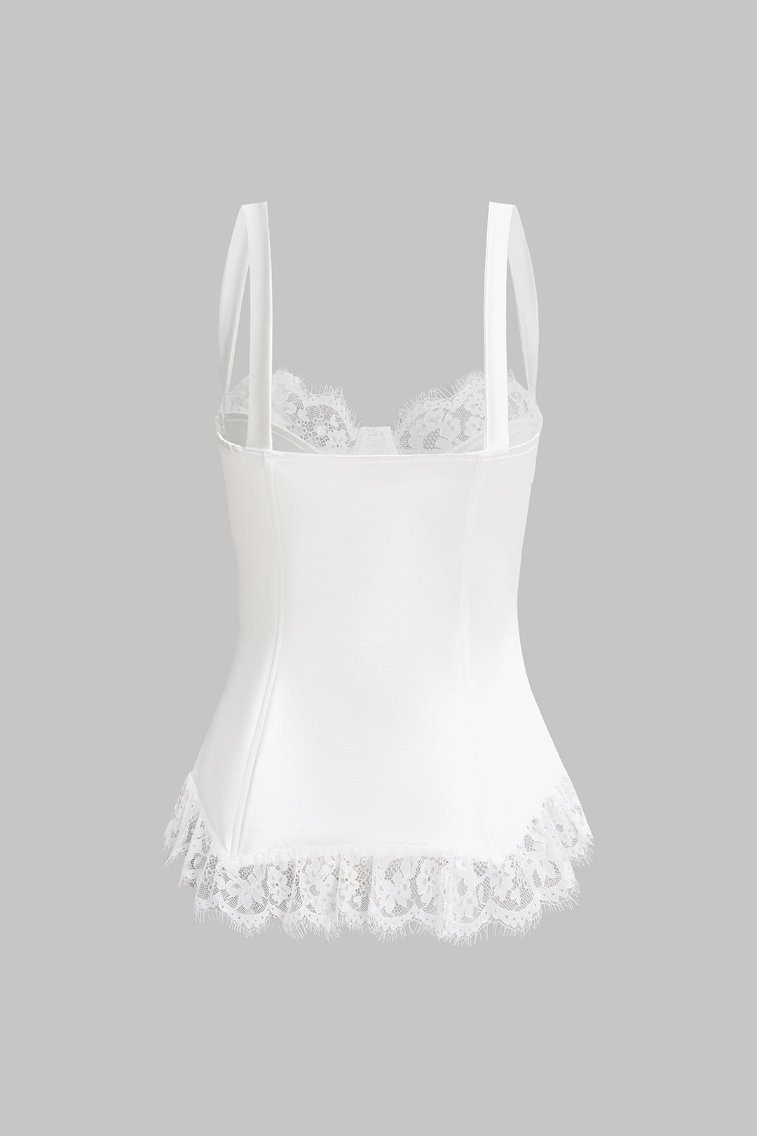 Satin-Patchwork-Camisole-Top mit Rüschenspitze