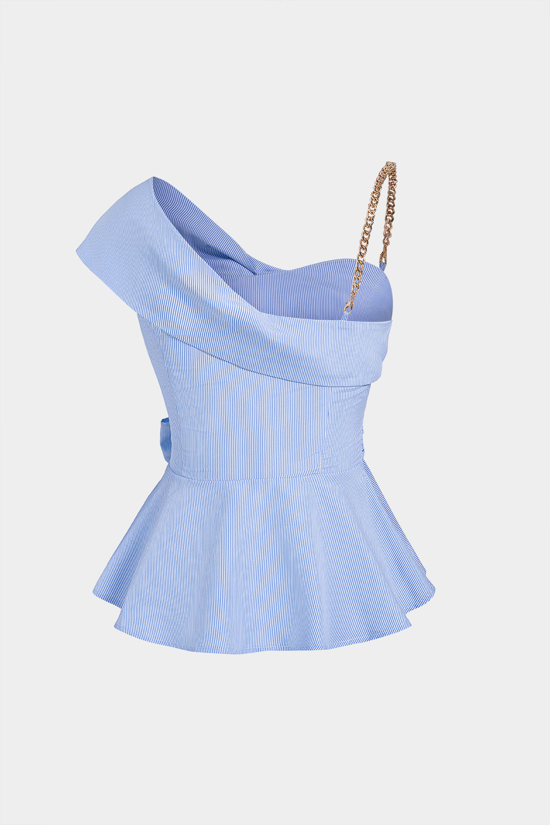 Metallic Chain Bow Asymmetrical Ruched Cami Top