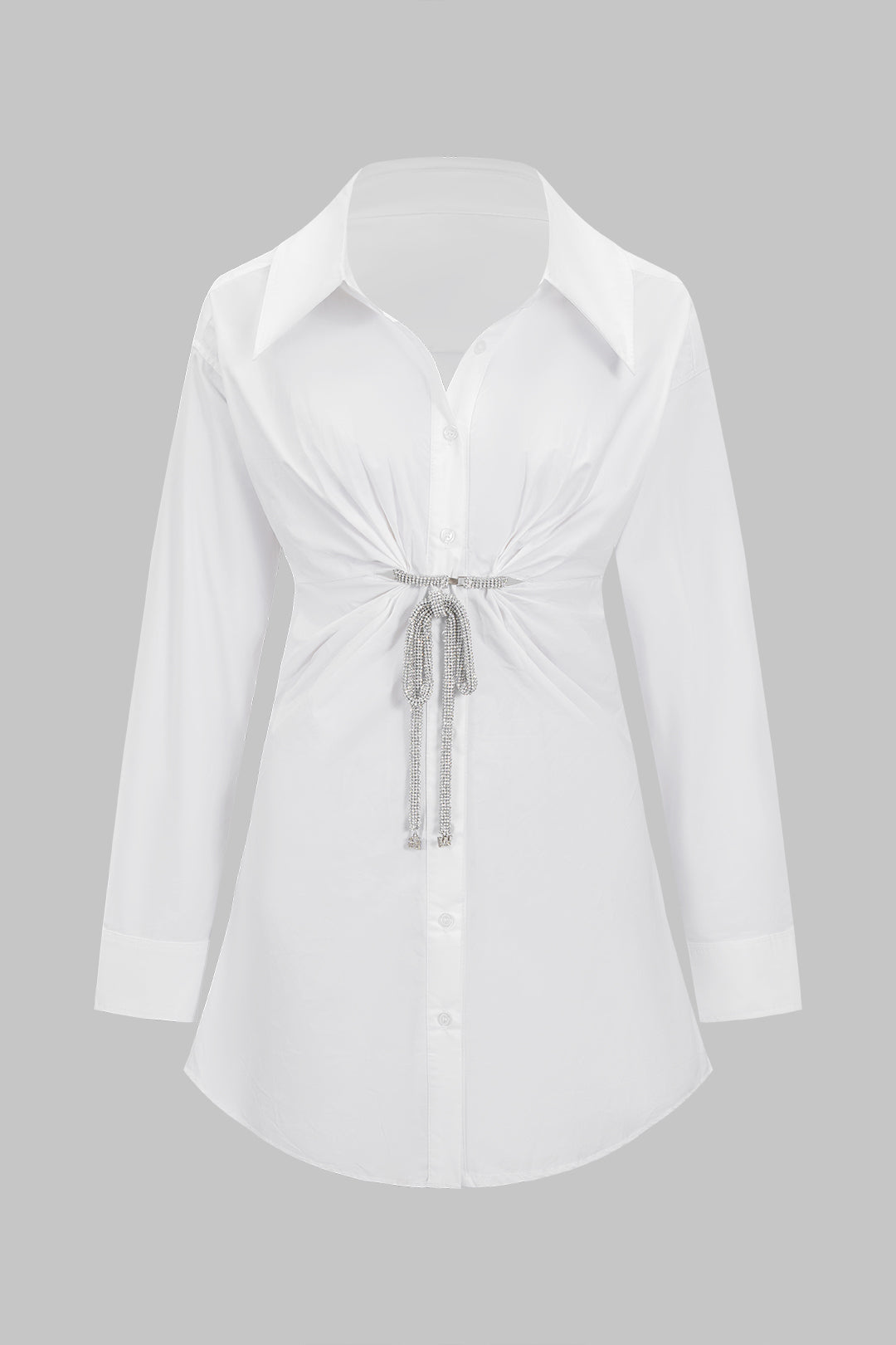 Metallischer Deko-Knopf Langarm-Minikleid
