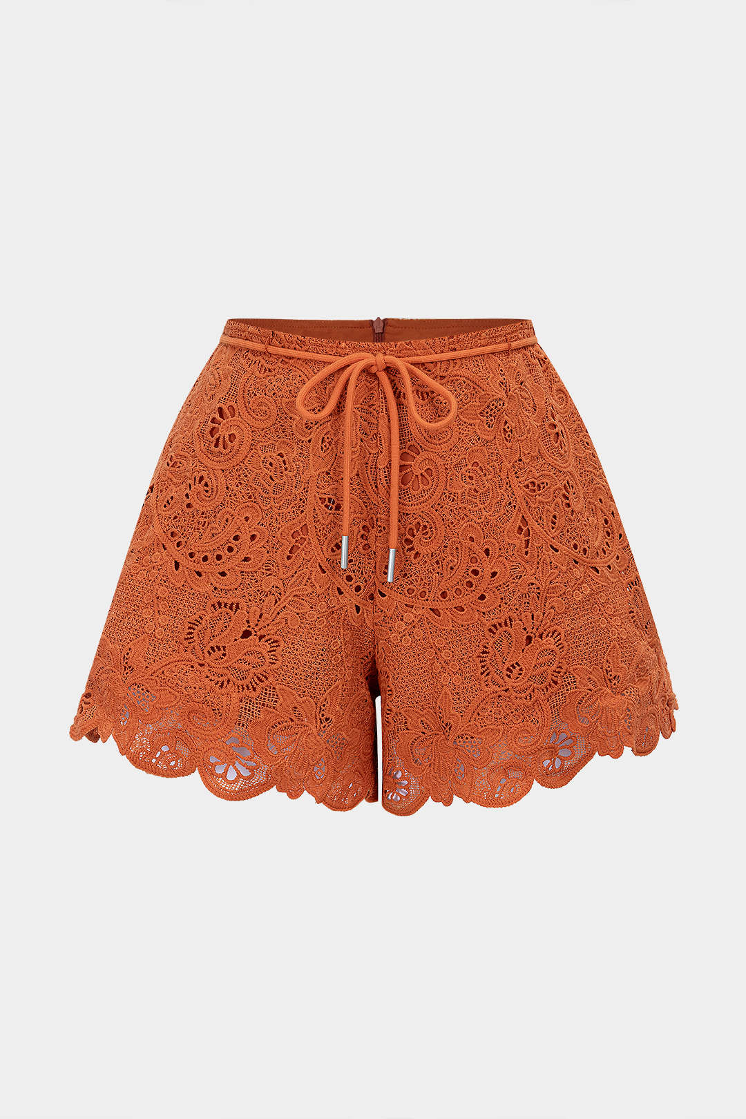Shorts mit Muschelsaum, Cut-Out und Bindedetail
