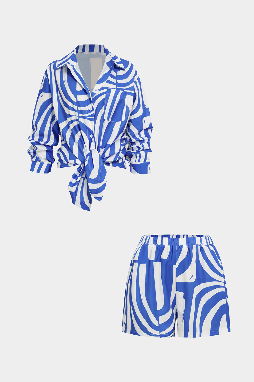 Ensemble chemise à manches longues et short à imprimé abstrait