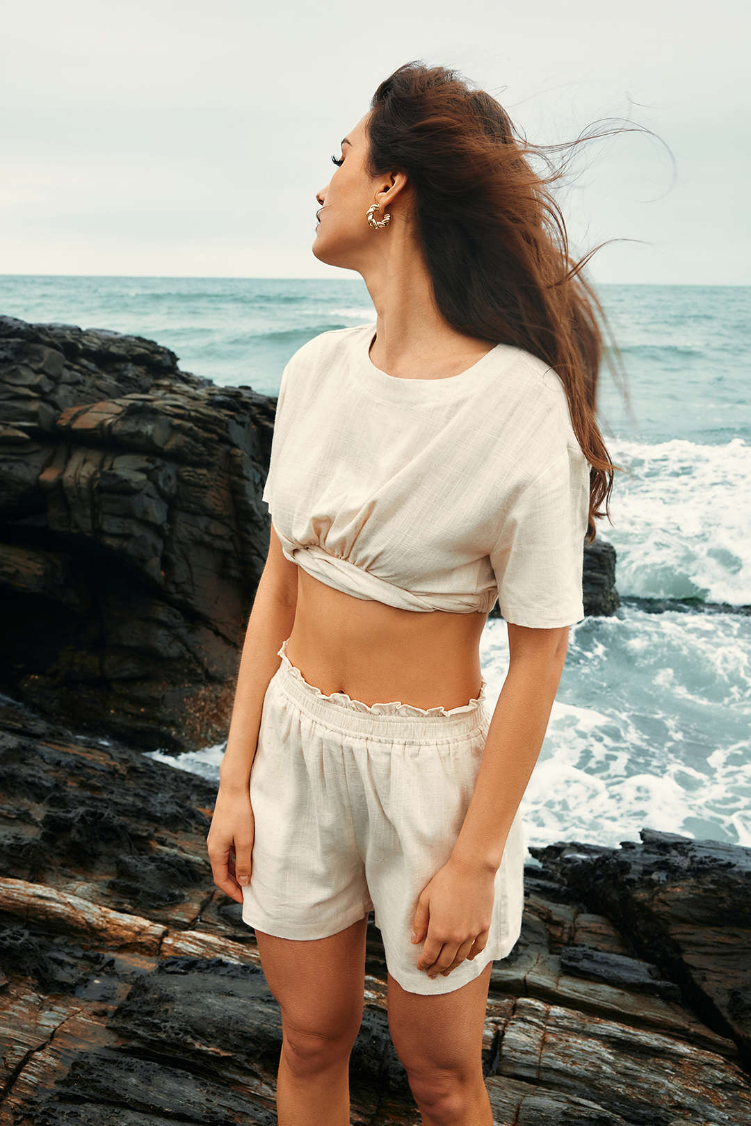 Short à taille froncée