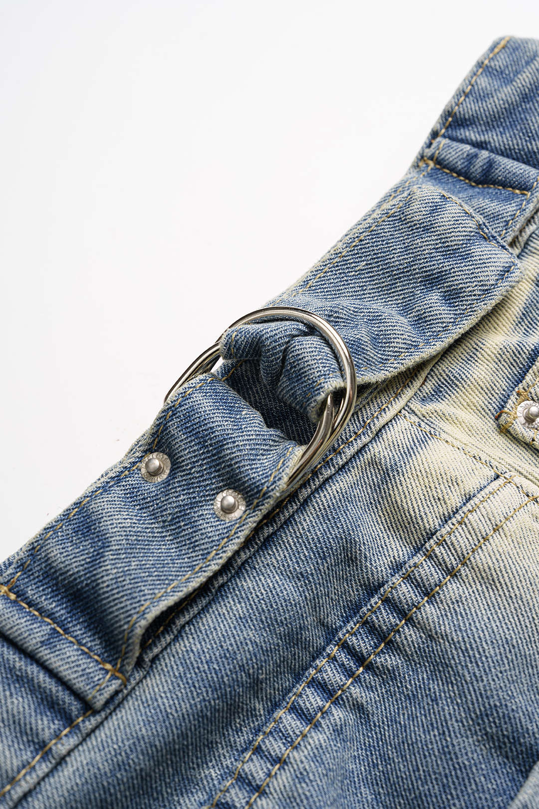 Jean large à poches délavé en denim