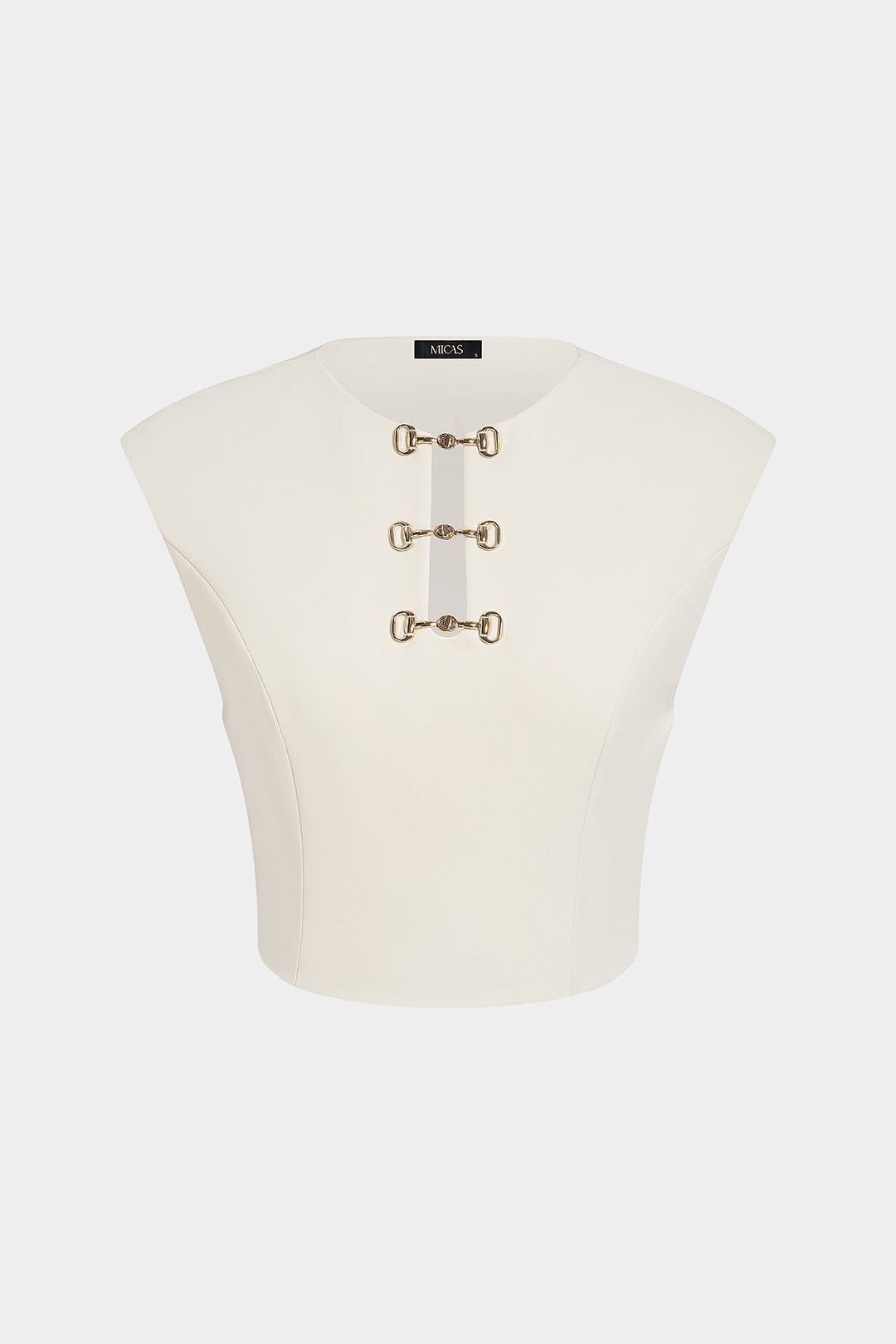 Oberteil mit Rundhalsausschnitt, Cut-Outs und Metallschnalle