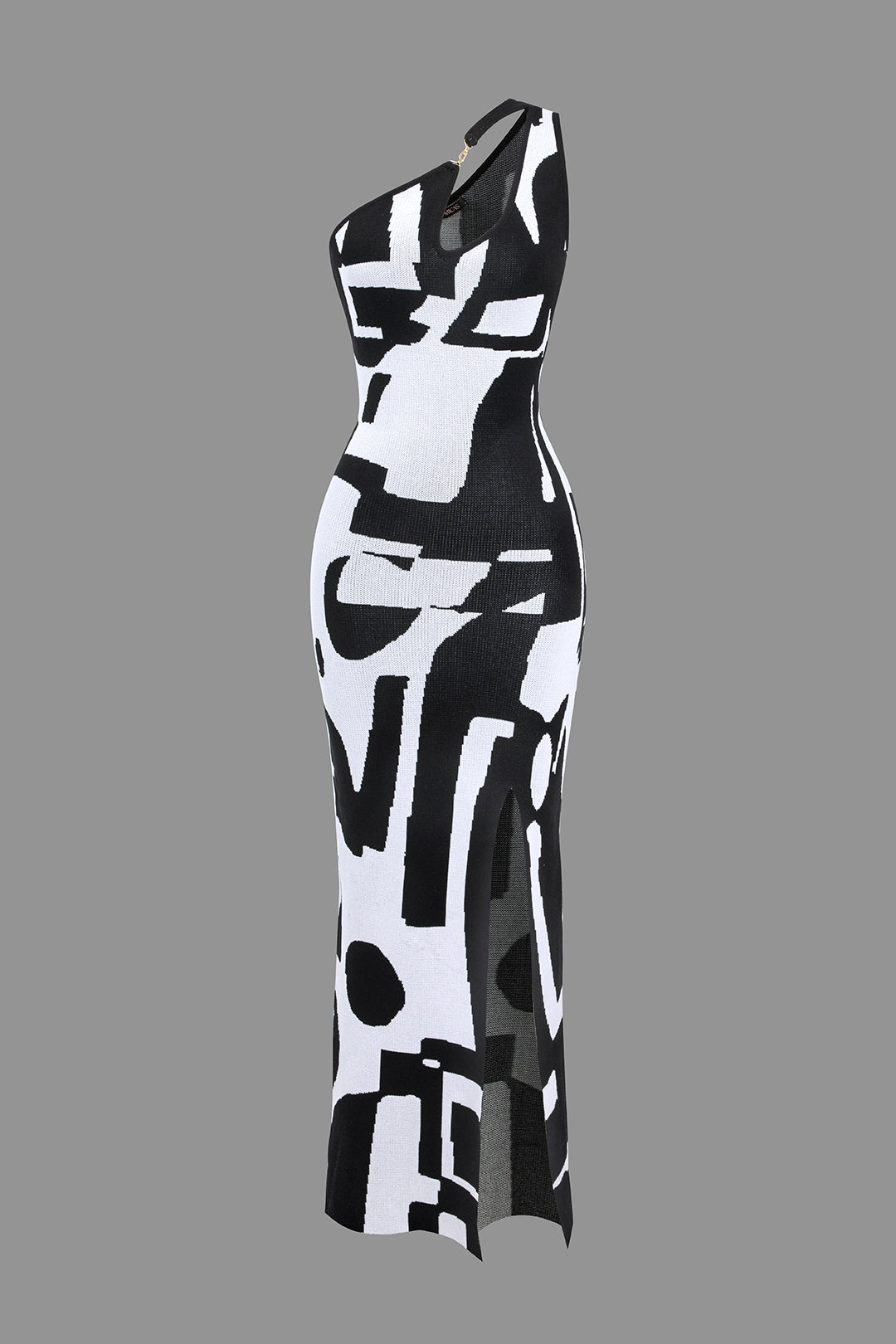 Midikleid mit Kontrast-Cut-Out und Schlitz