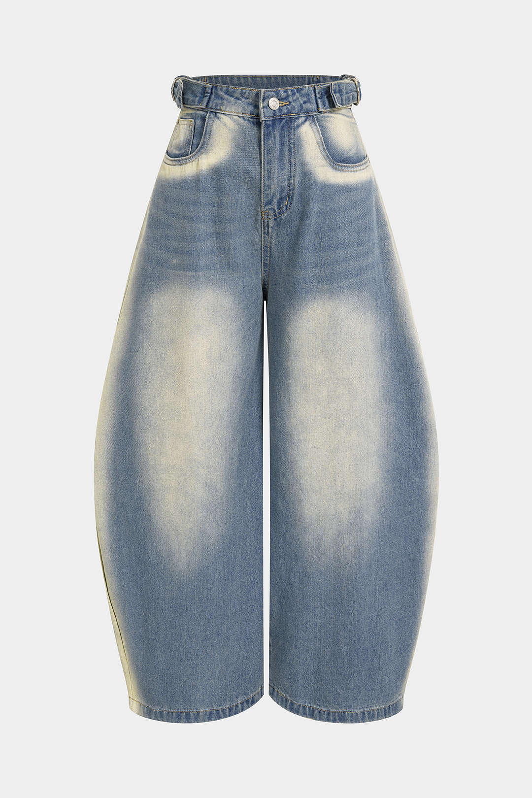 Jean large à poches délavé en denim