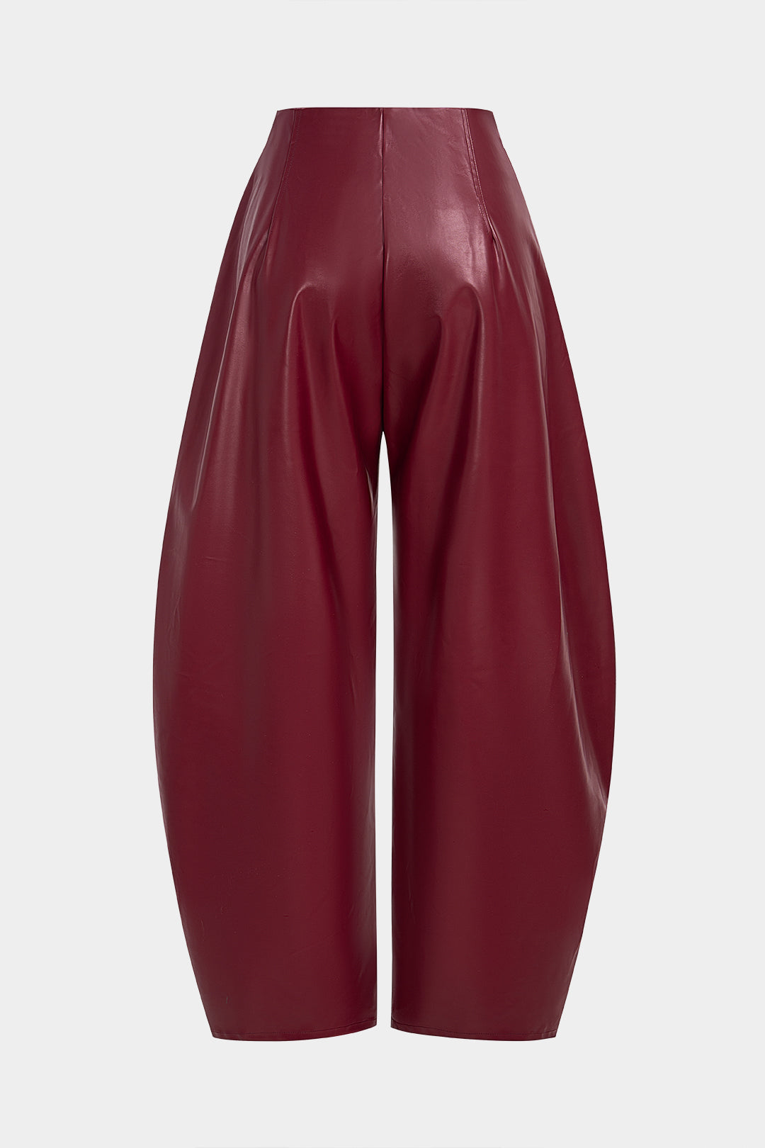 Faux Leather Pleated Zipper Pants