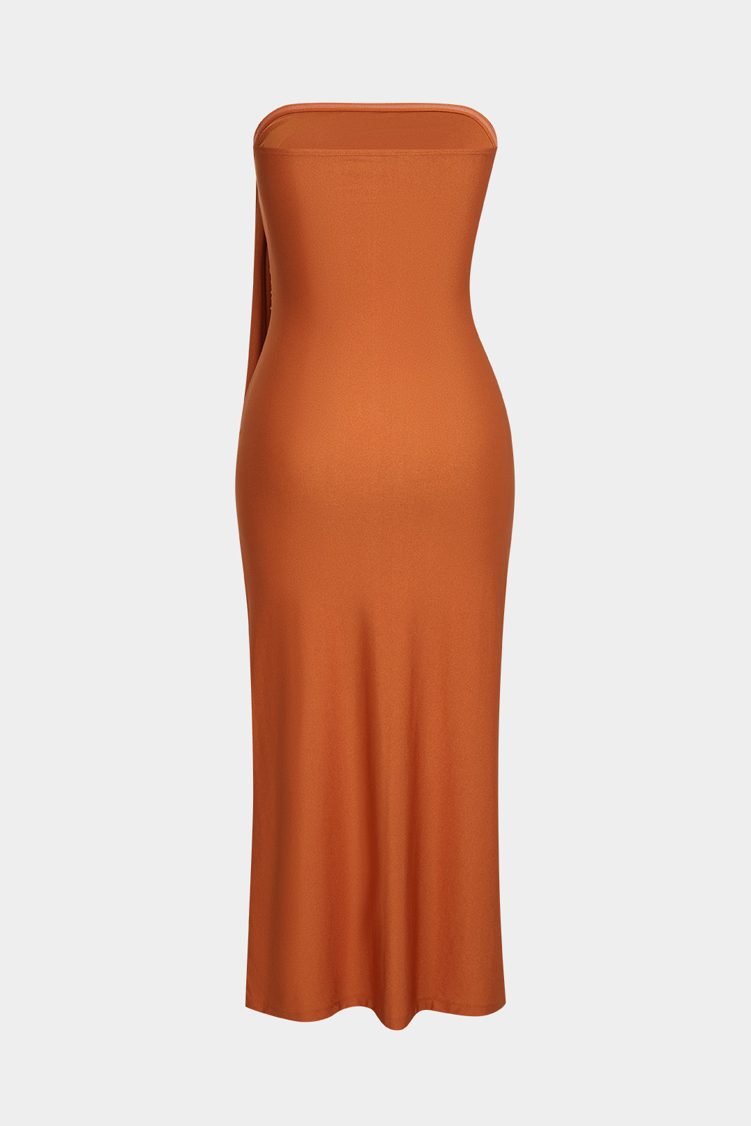 Solid Asymmetrical Knotted Ruched Sleeveless Maxi Dress