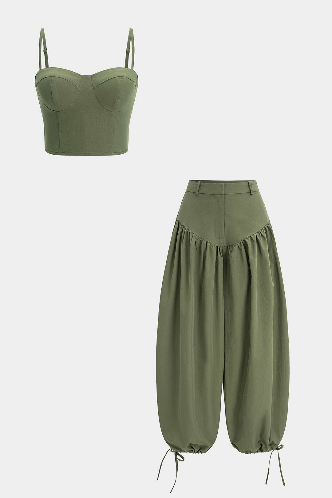 Set aus Cami-Top mit Reißverschluss und Ballonhose mit rundem Kordelzug
