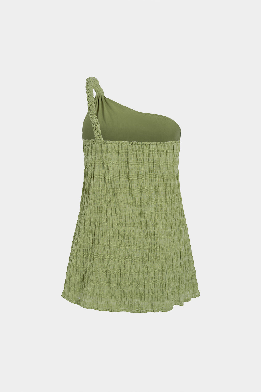 Strukturiertes One-Shoulder-Mini-Kleid mit Twist-Knoten