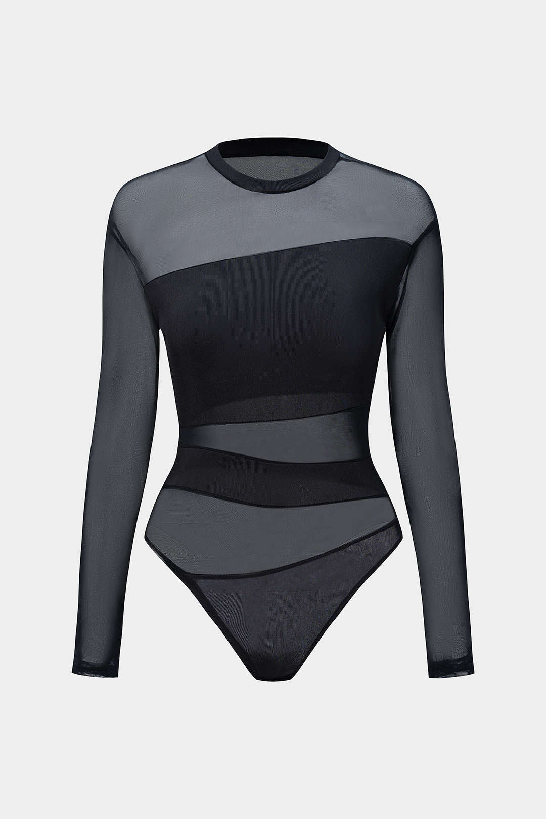 Sheer Mesh Cut Out Long Sleeve Bodysuit