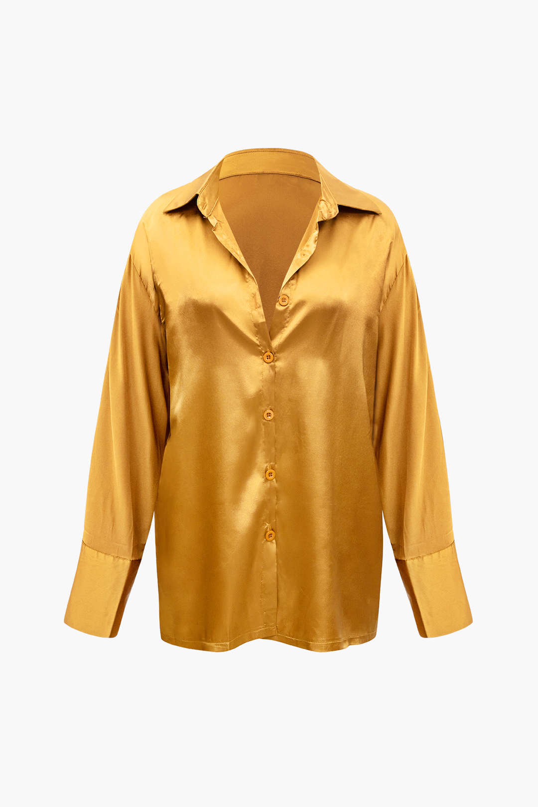 Ensemble chemise à manches longues boutonnée en satin et pantalon