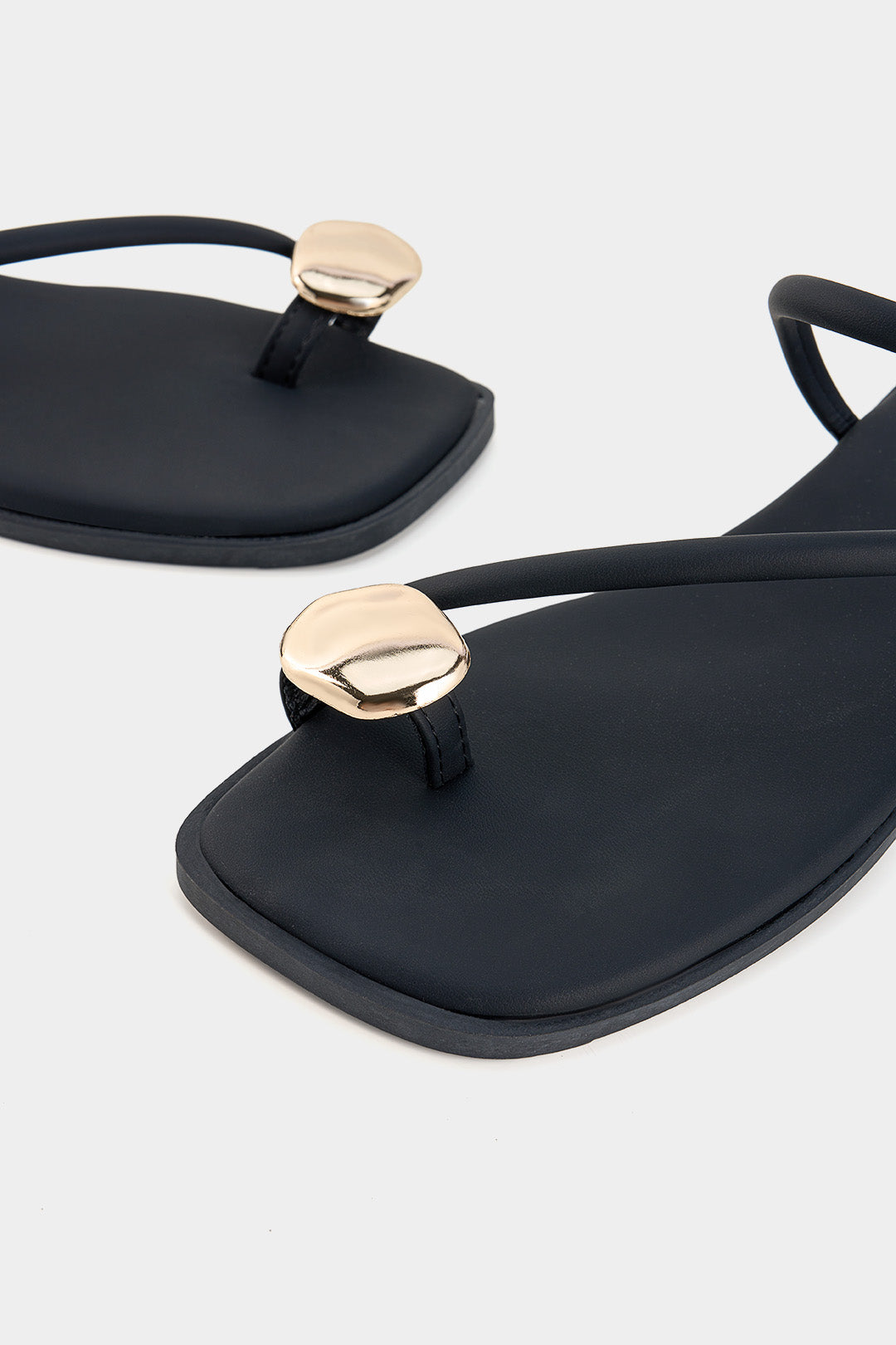 Metallic Decor Square Toe Flats
