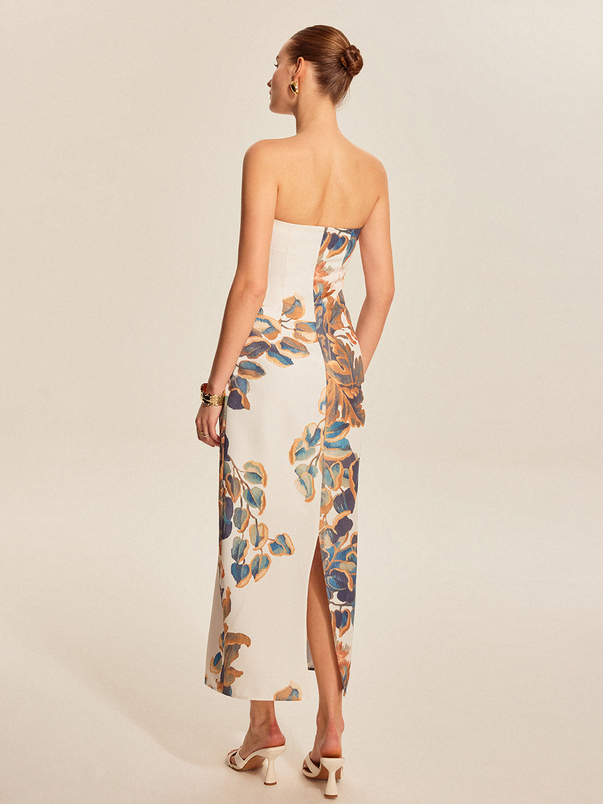 Floral Print Strapless Dress