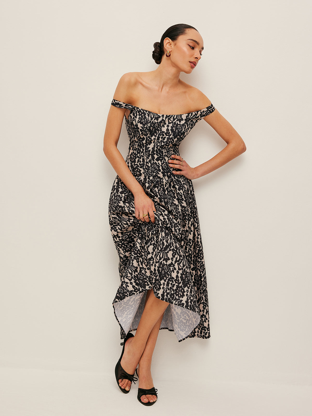 Off-Shoulder Floral Print Dress