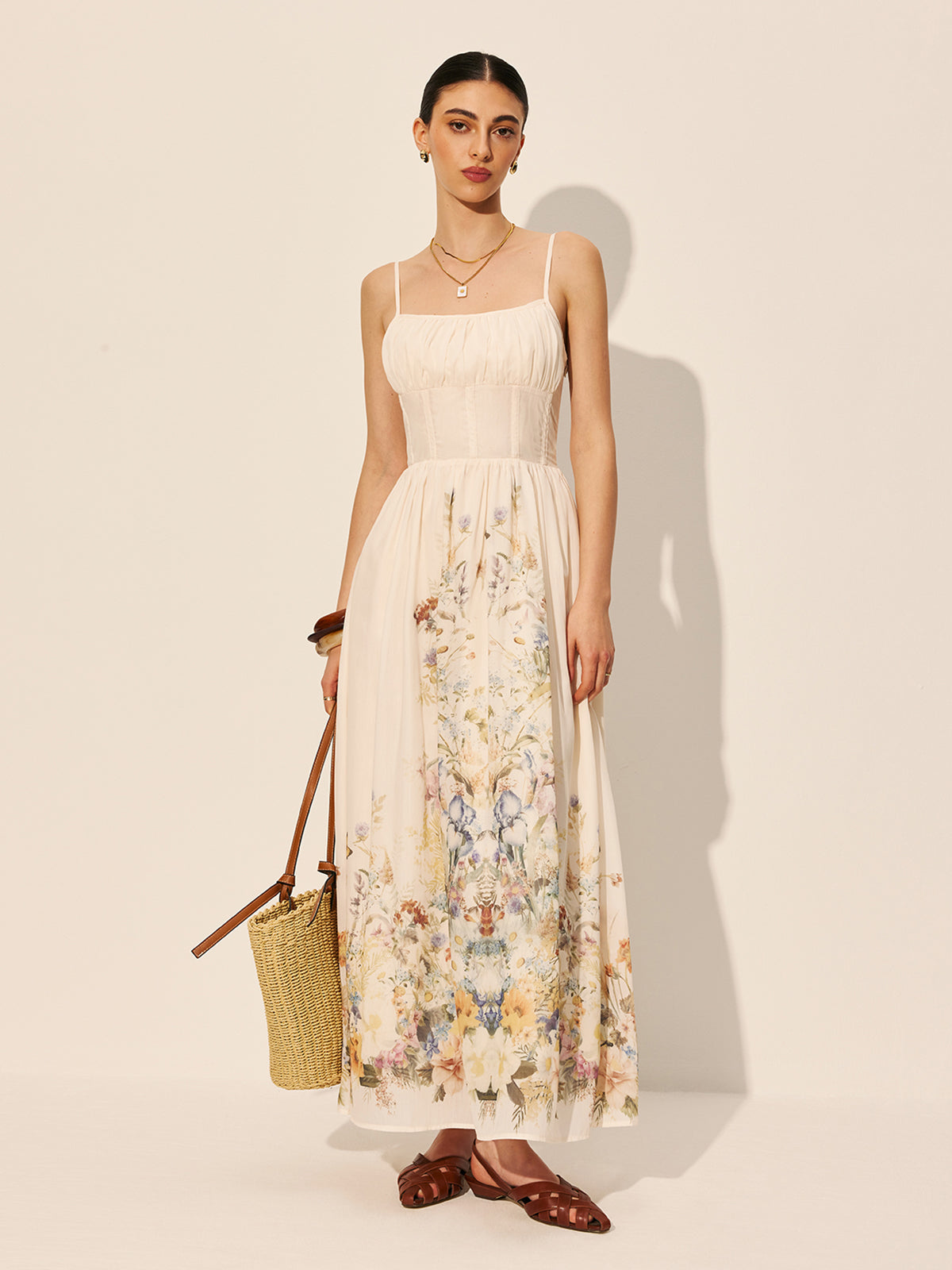 Square Neck Floral Print Dress