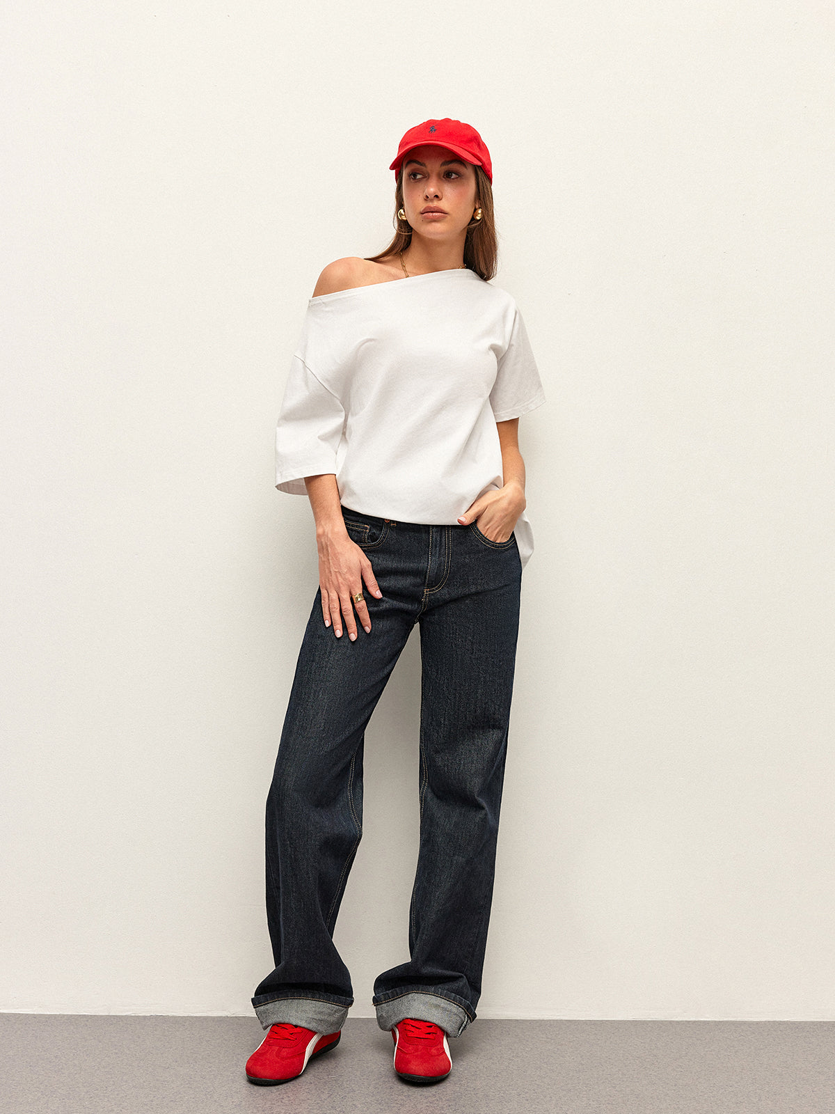Cotton Off-Shoulder T-Shirt