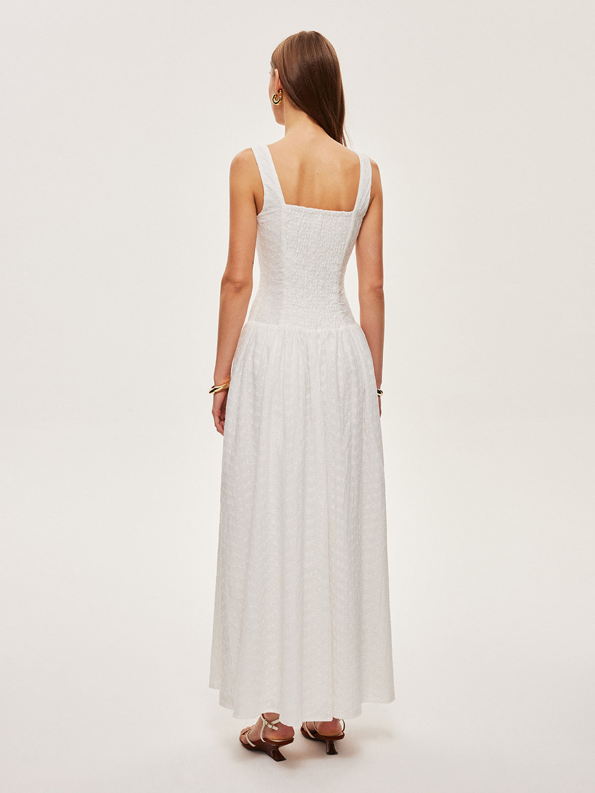 Button-Front Cotton Sleeveless Dress