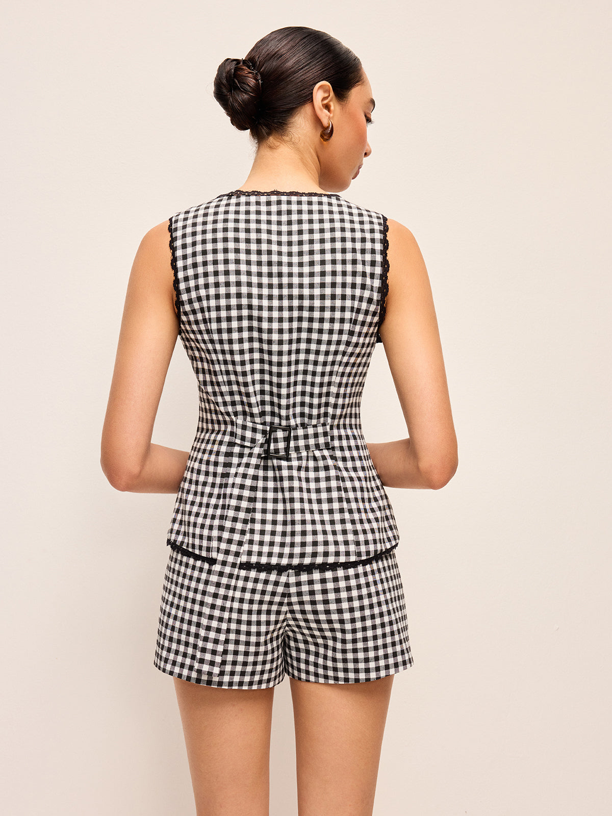 Gingham Button Top and Shorts Set