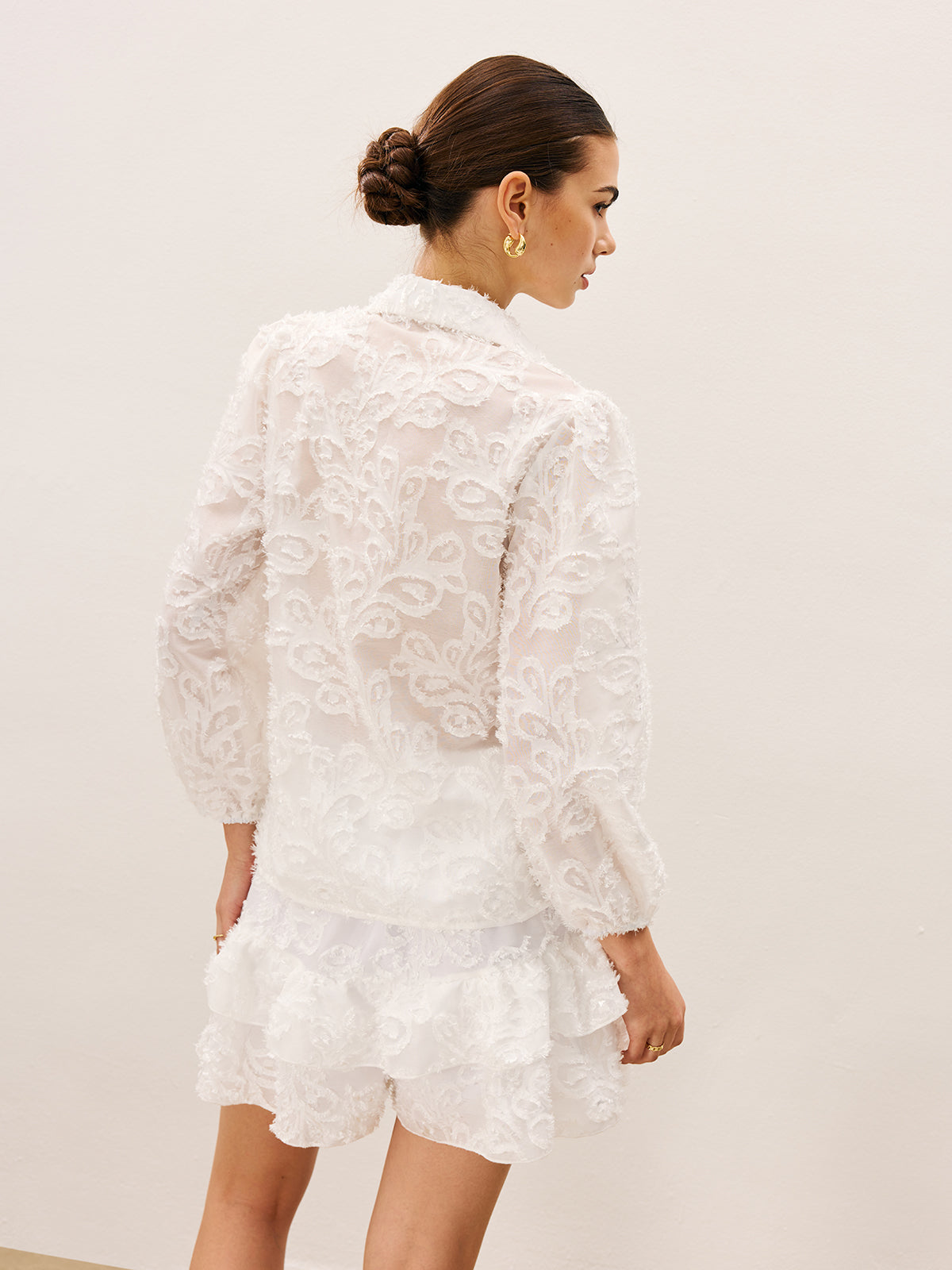 Sheer Embroidered Short Set