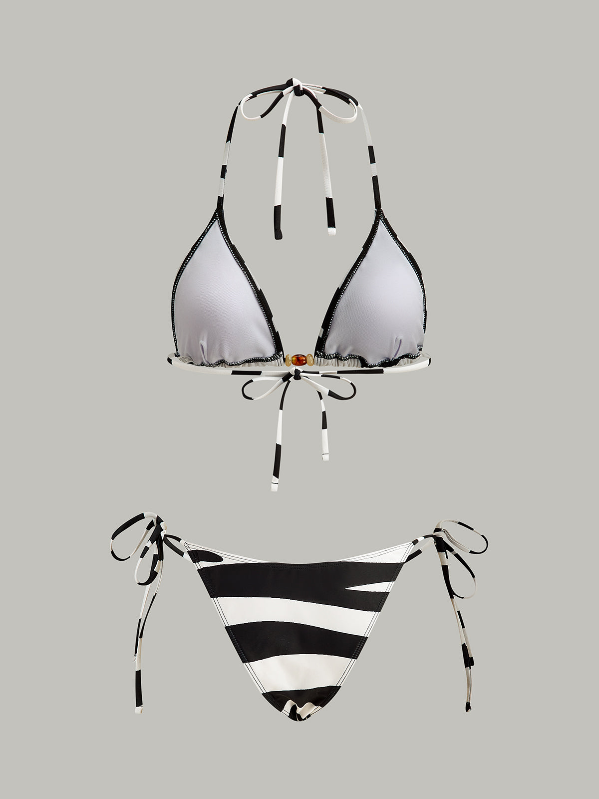 Striped Triangle Bikini Set