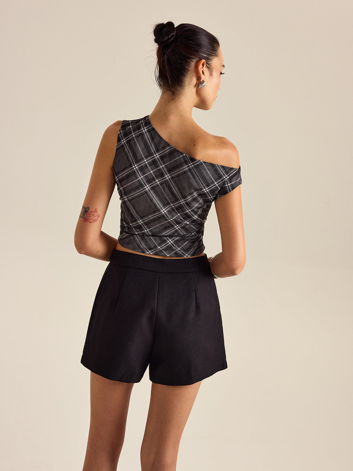 Asymmetrical Plaid Top
