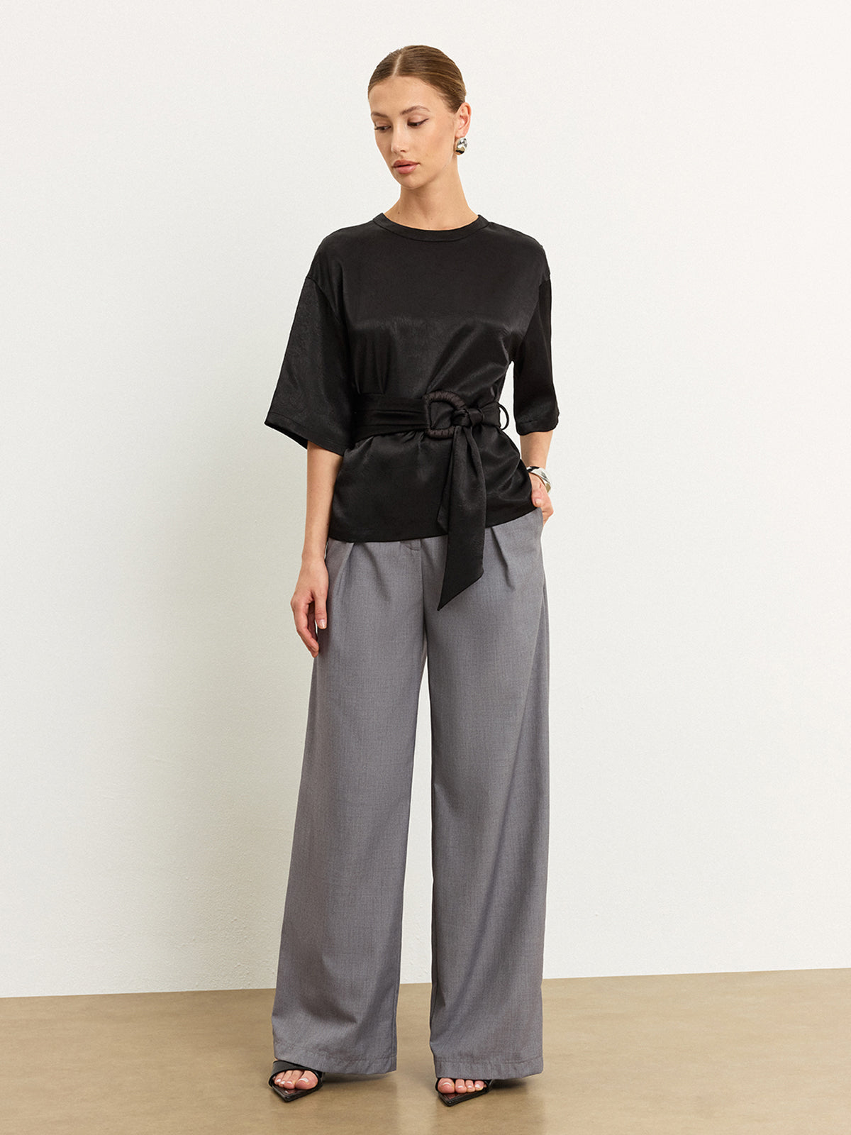 Belted Satin T-Shirt