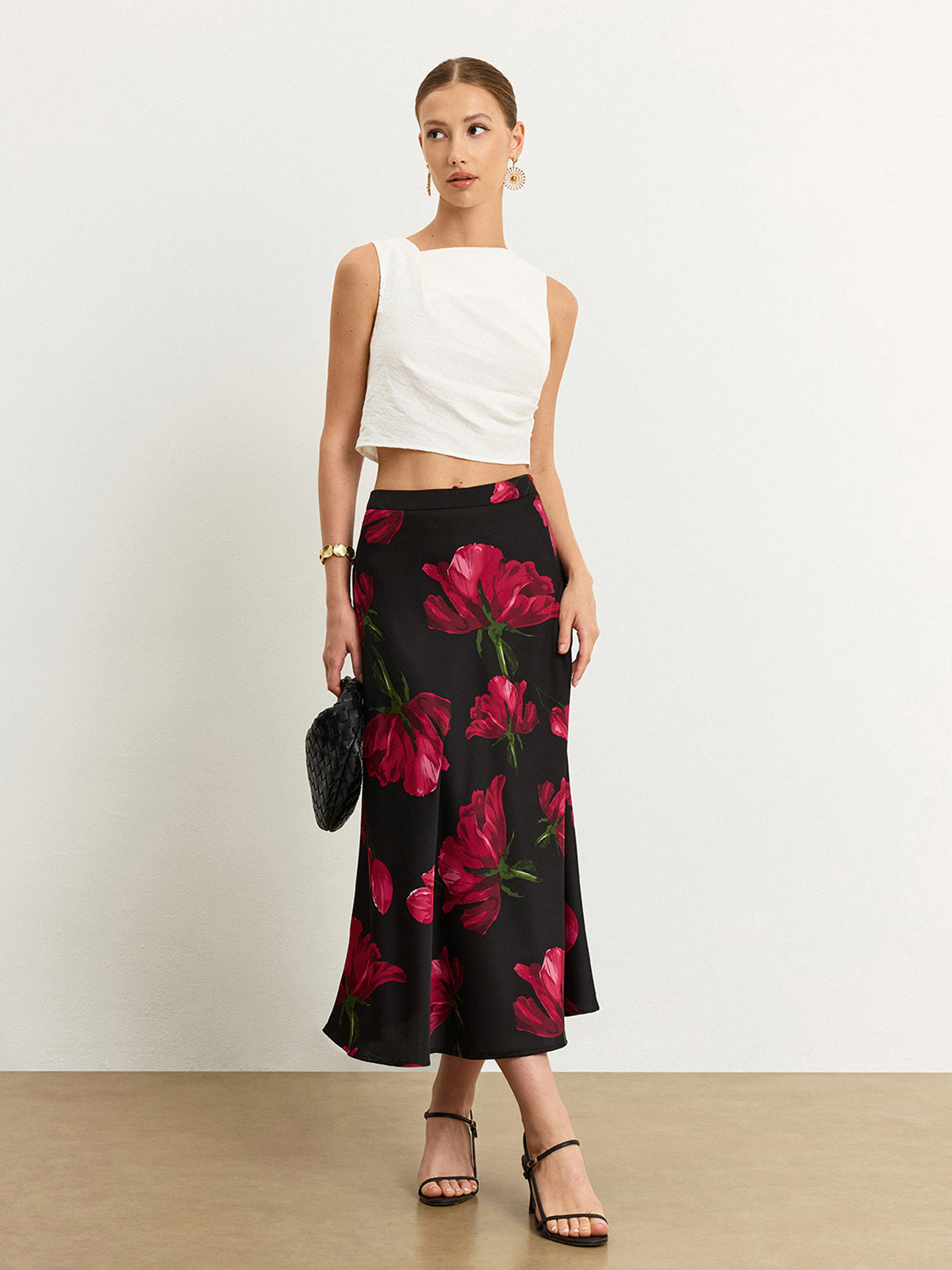 Asymmetric Pleated Textured Fabric Top