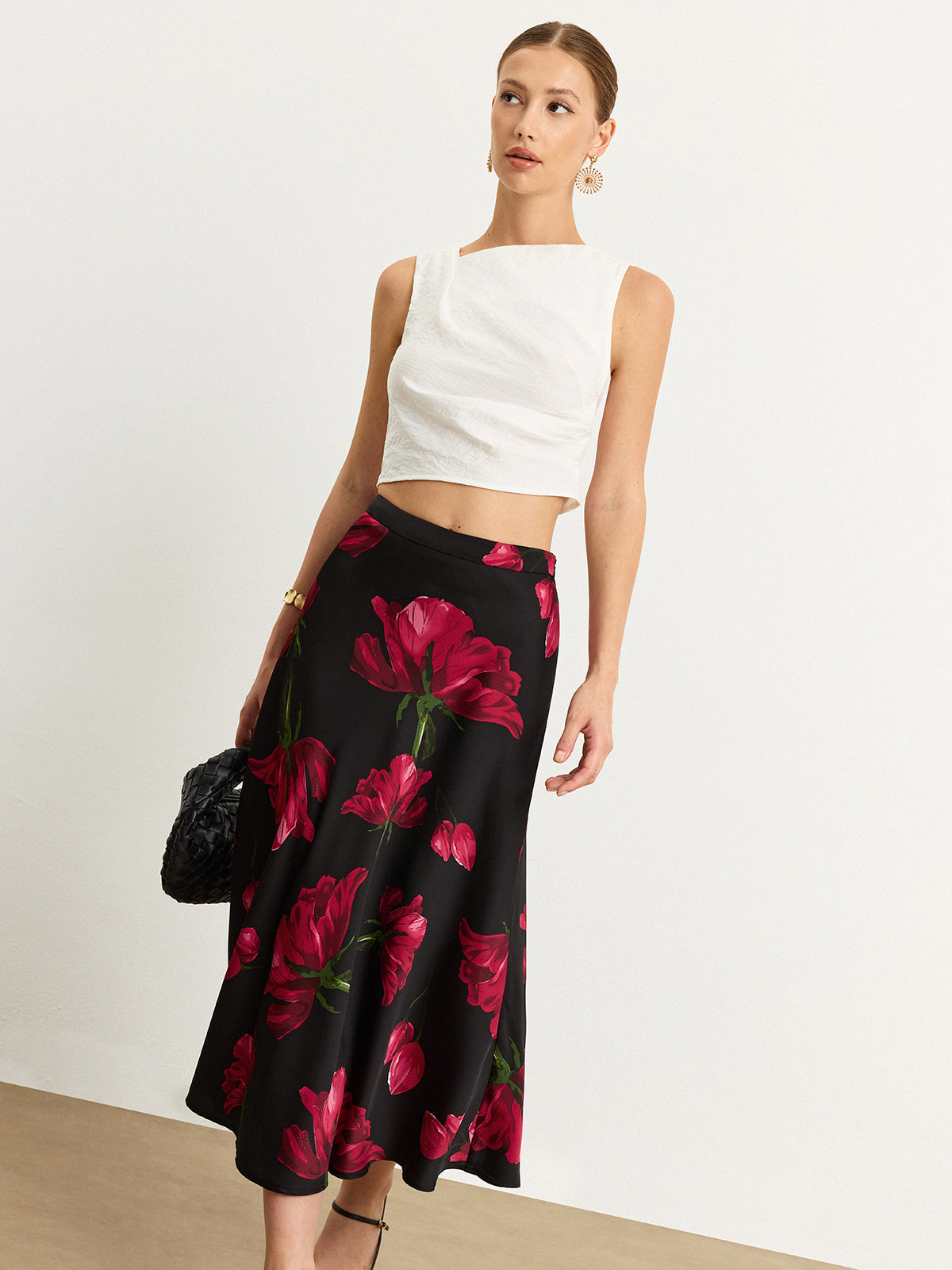 Asymmetric Pleated Textured Fabric Top