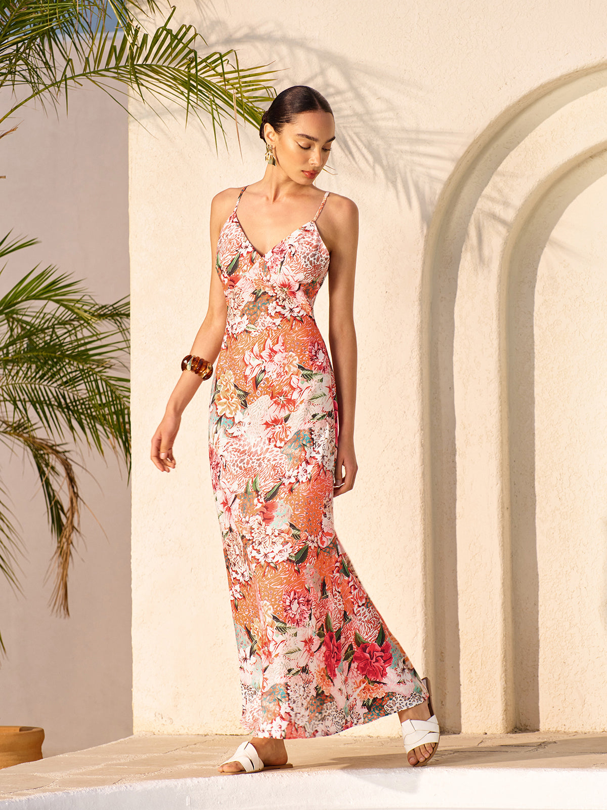 Floral Print Cross-Back Dress