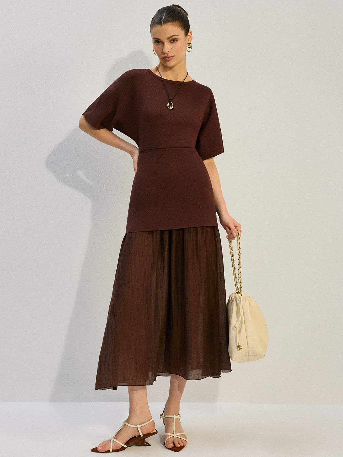 Sheer-Paneled Maxi Dress