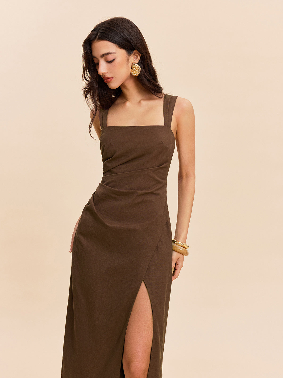 Cotton & Linen Slit Dress