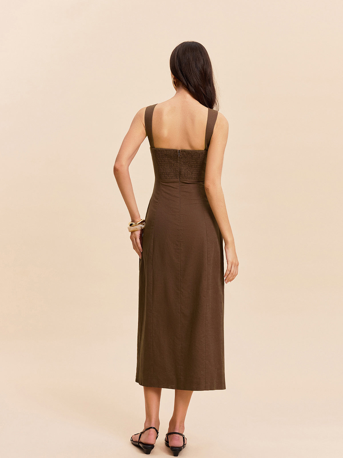 Cotton & Linen Slit Dress