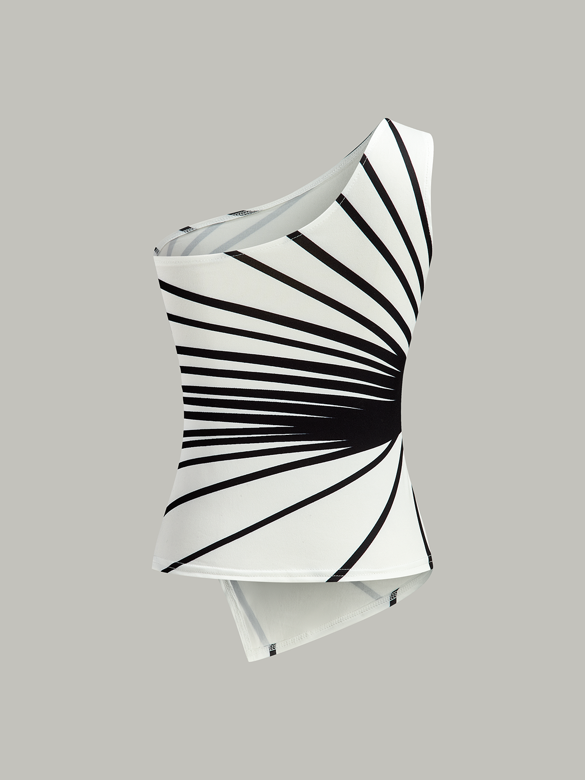 Asymmetrical One-Shoulder Striped Top