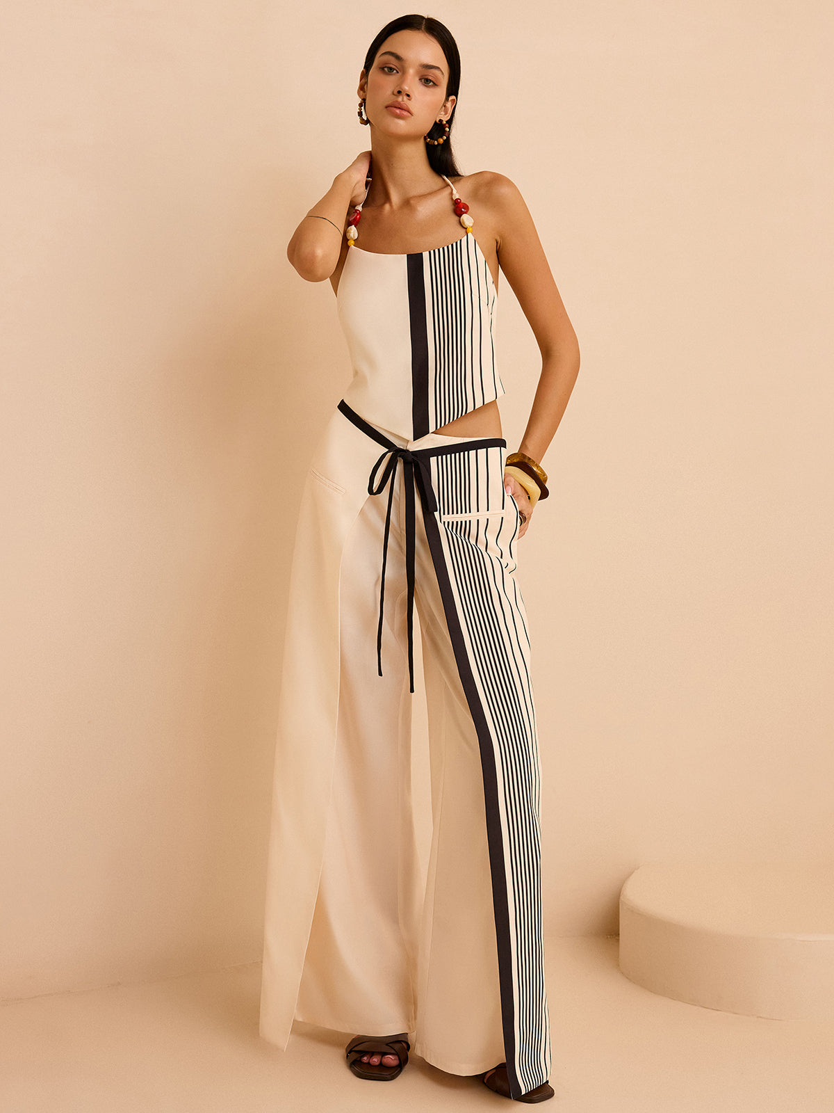 Striped Low-Waist Pants