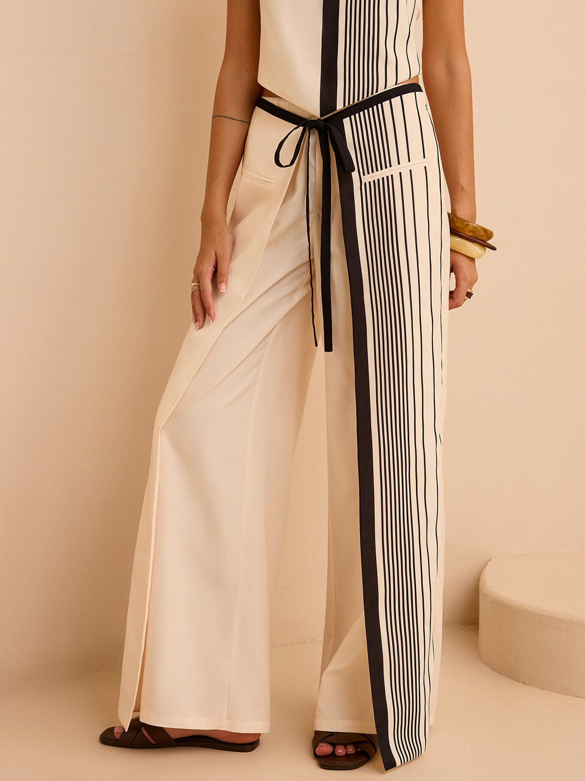 Striped Low-Waist Pants