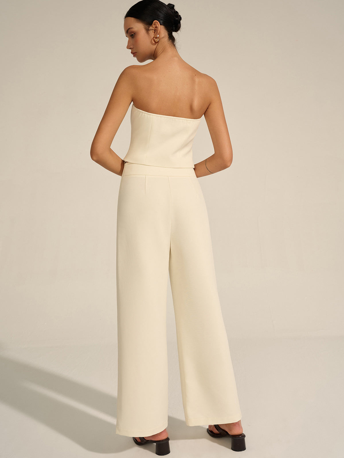 Metal Decor Strapless Crop Top