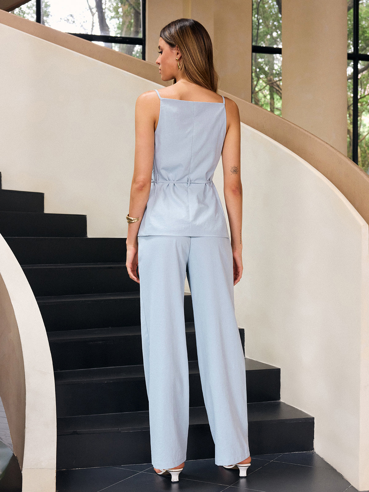 Button-Front Tie Cami Top
