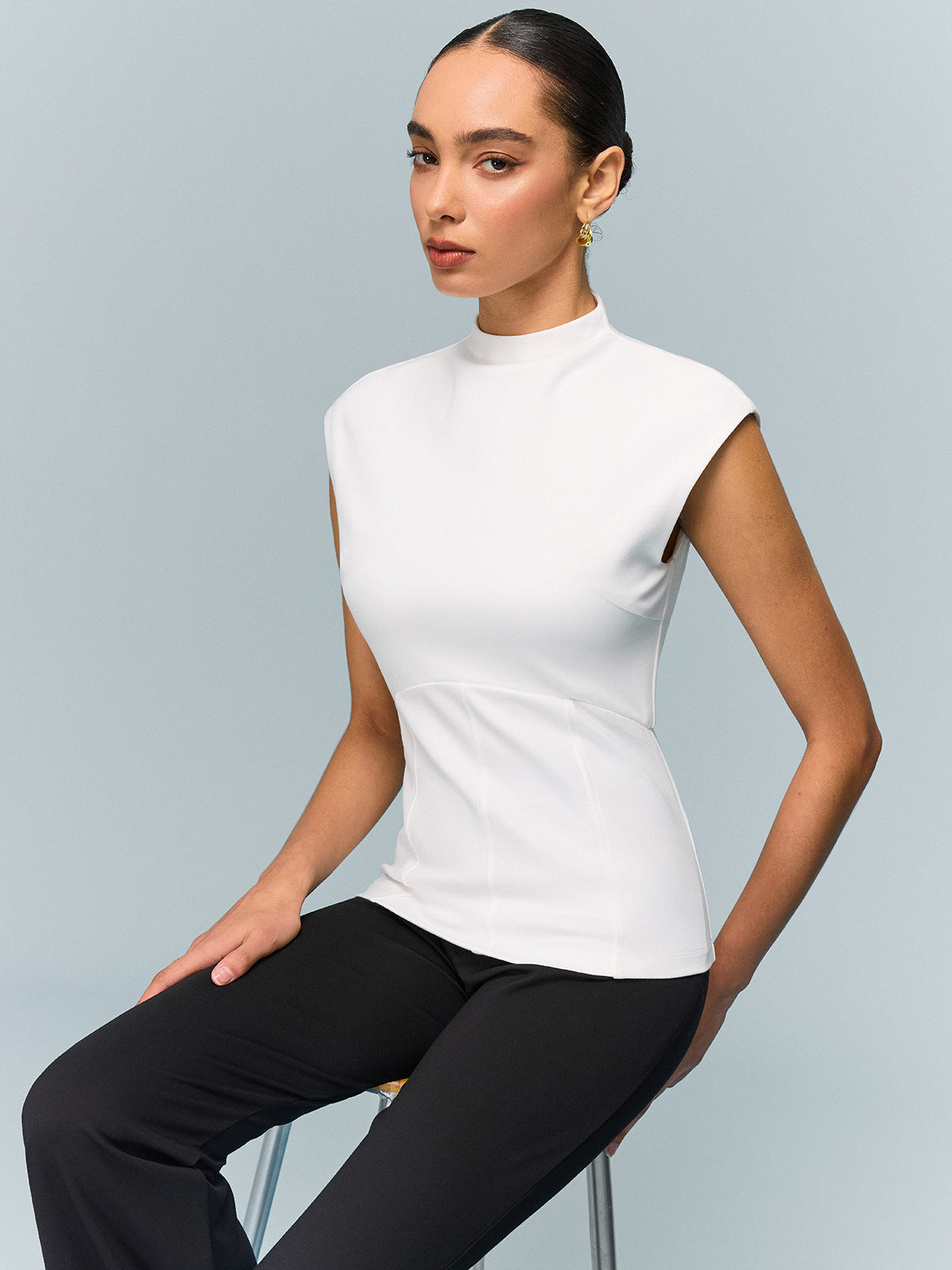 Mock Neck Corset Top