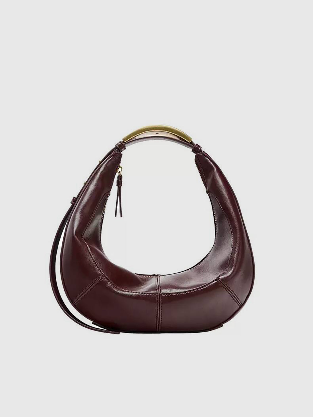 Metal Handle Crescent Bag