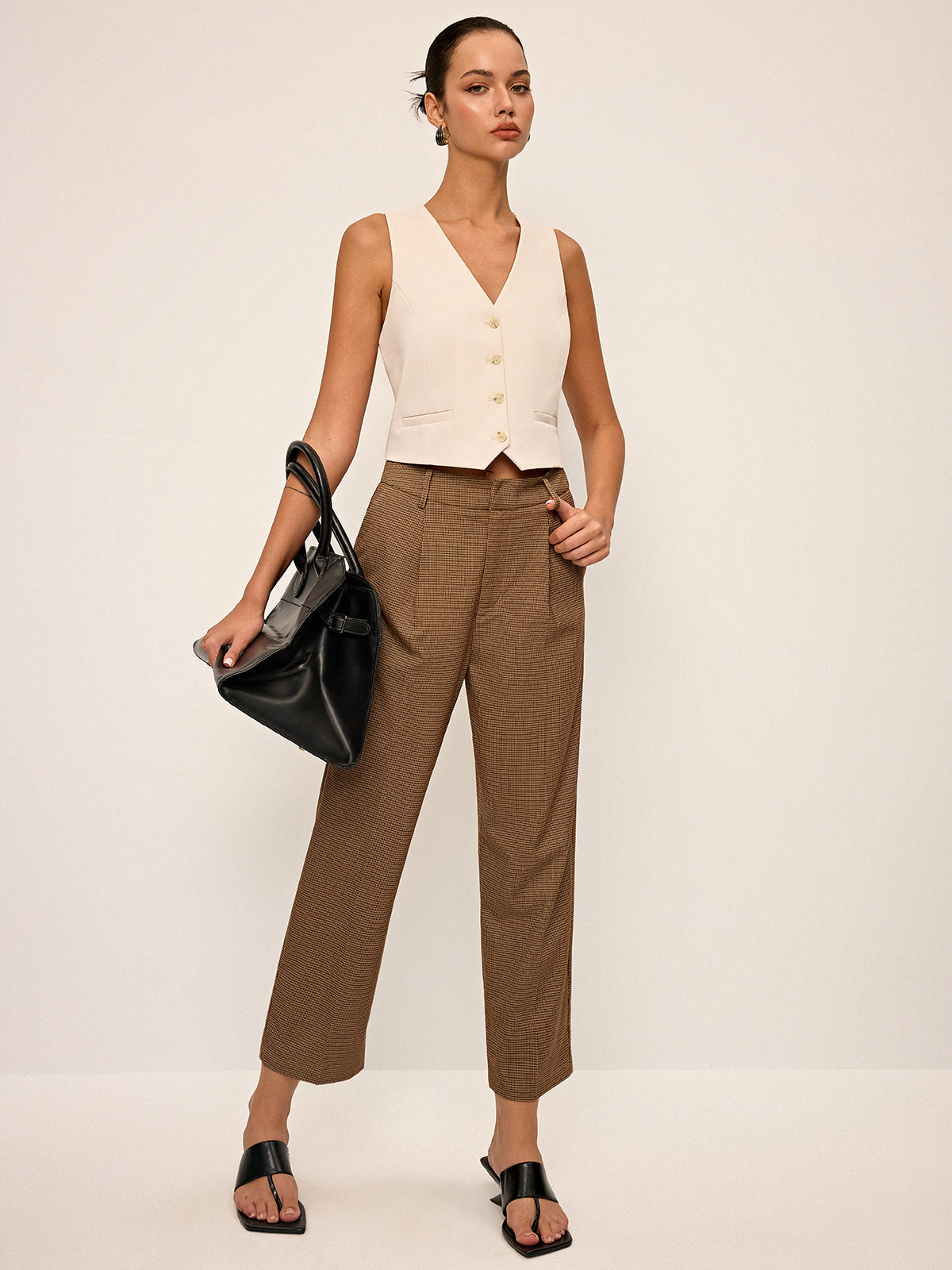 Houndstooth Cropped Pants