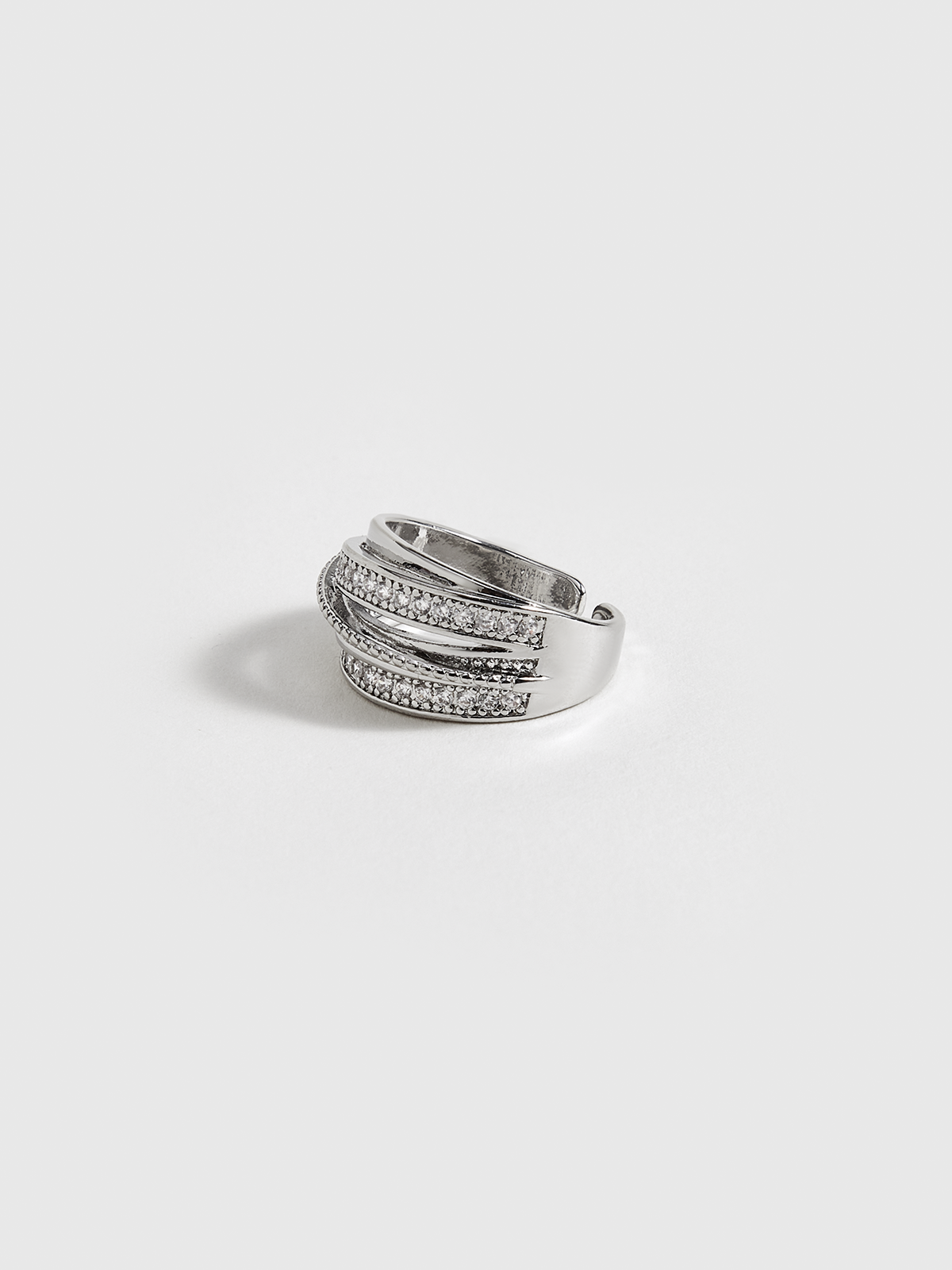 Layered Adjustable Ring with Rhinestones