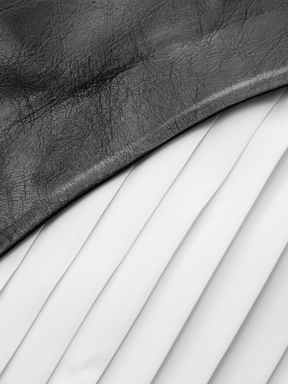 Color-Block Pleated-Panel PU Leather Mini Skirt