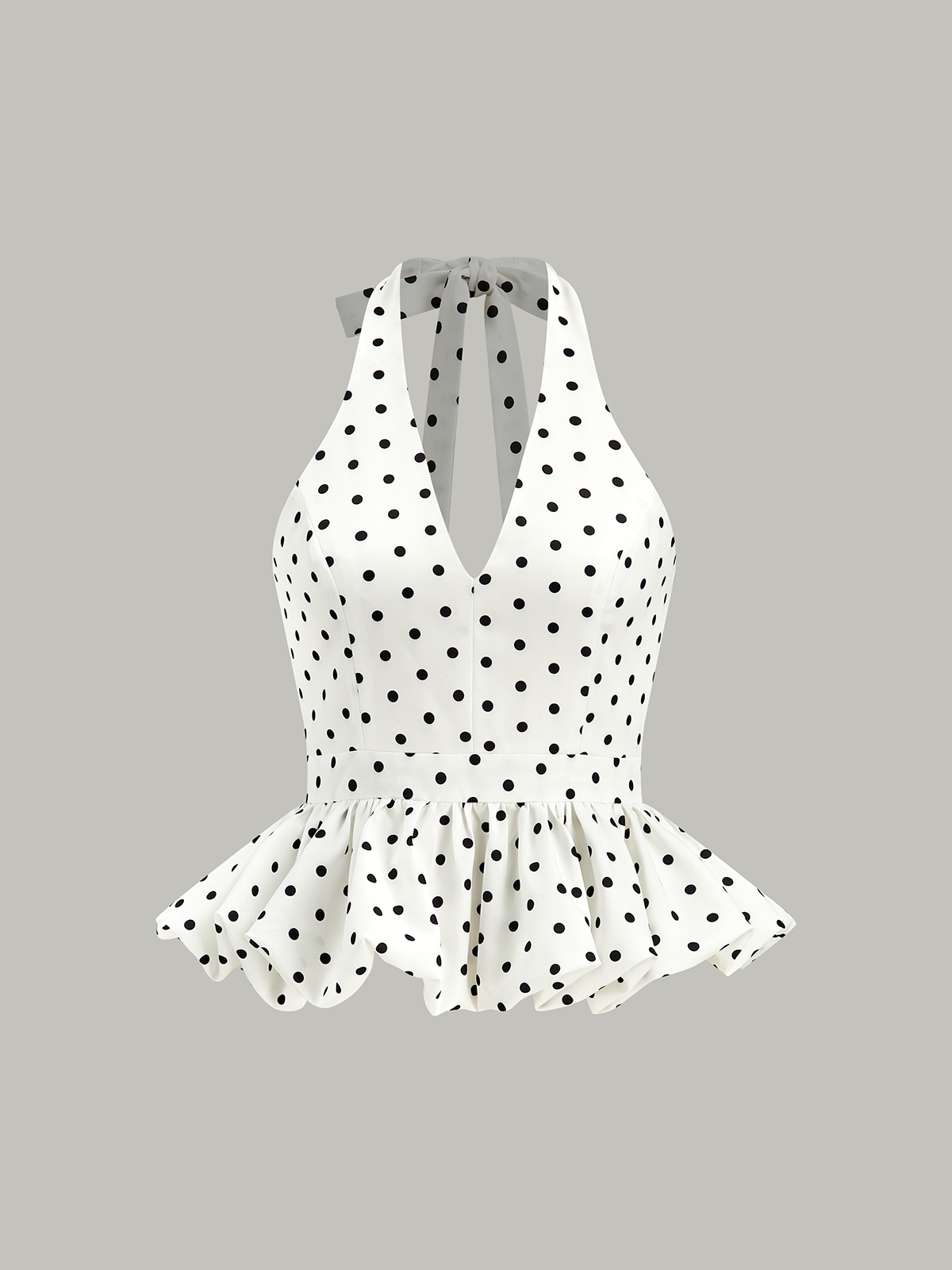 Polka Dot Halter Peplum Top