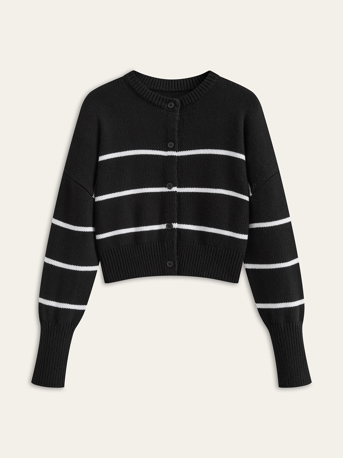 Striped Wool Blend Button Cardigan