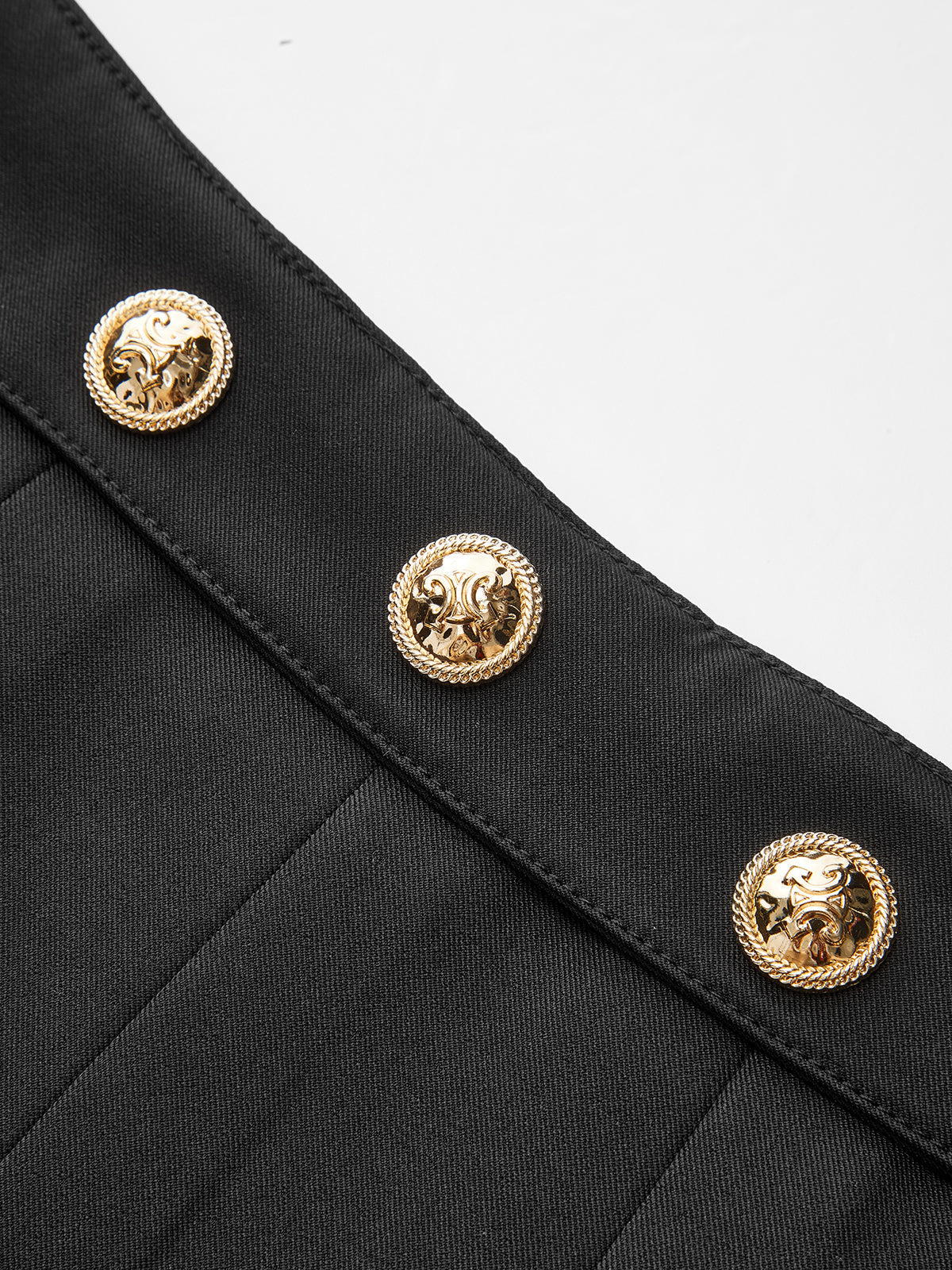 Pleated Mini Skirt with Decor Button