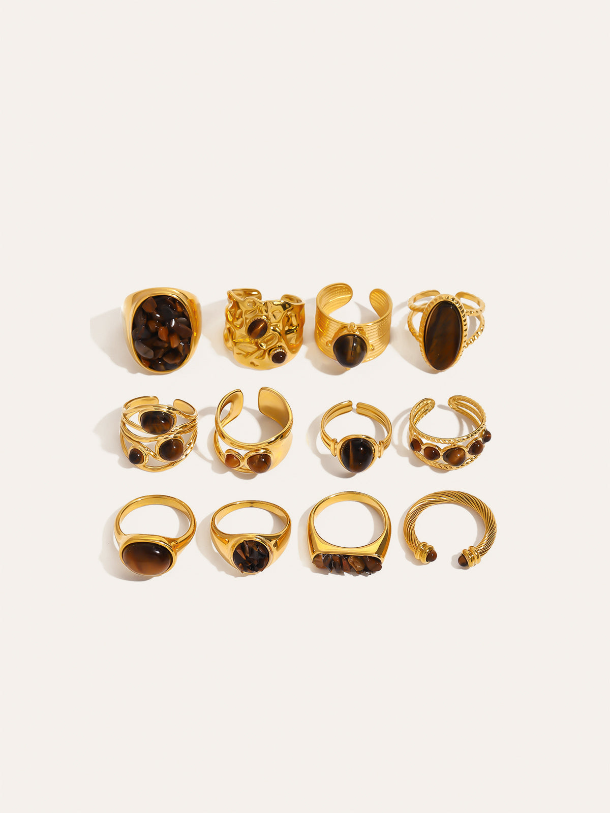 Tiger Eye Stone Titanium Steel Ring