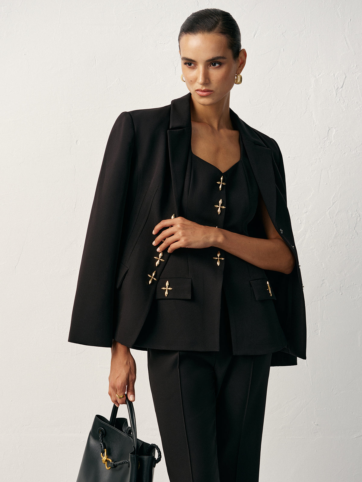 Cross-Shaped Button Vest