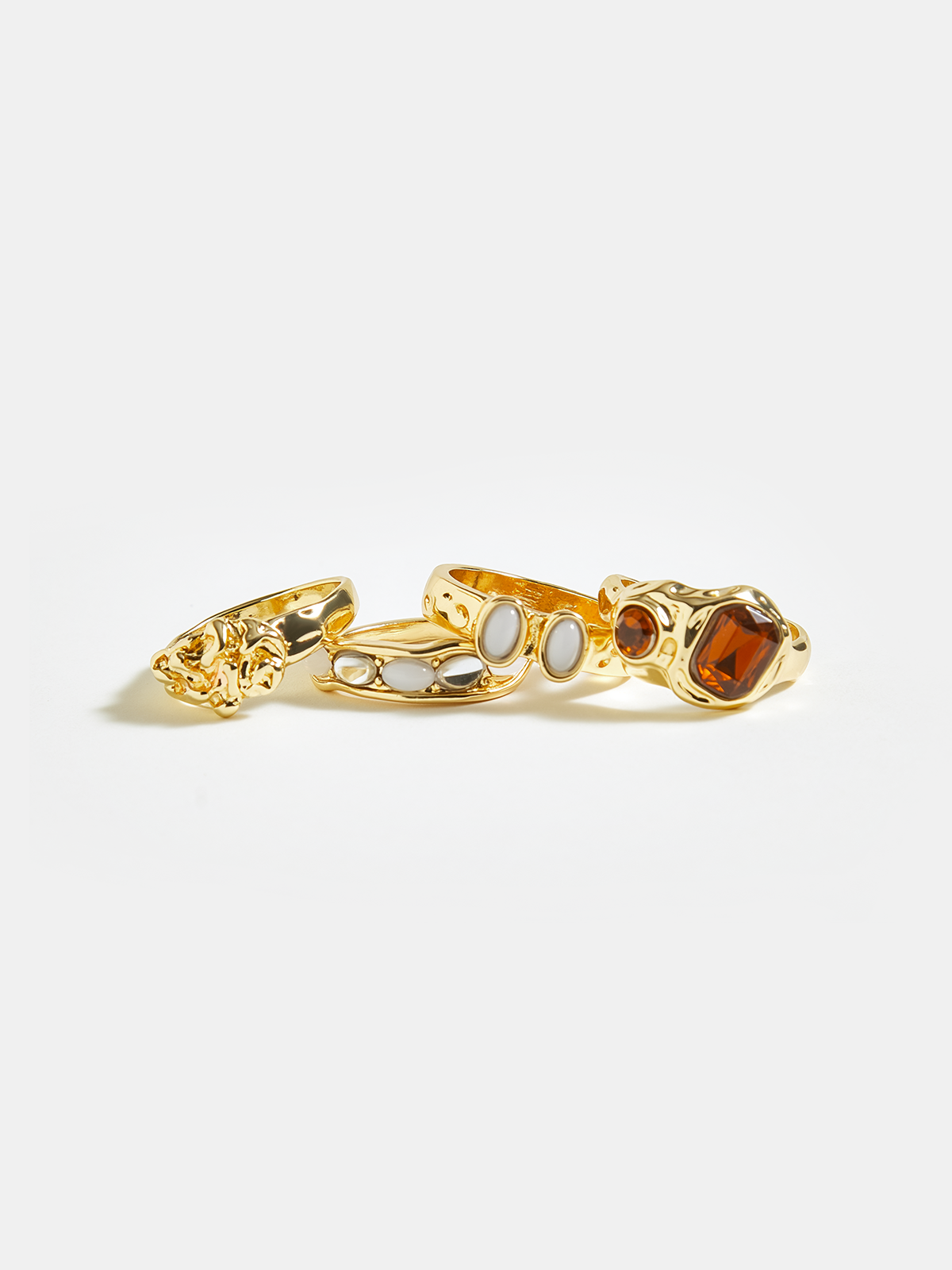 4pcs Gemstone Golden Ring Set