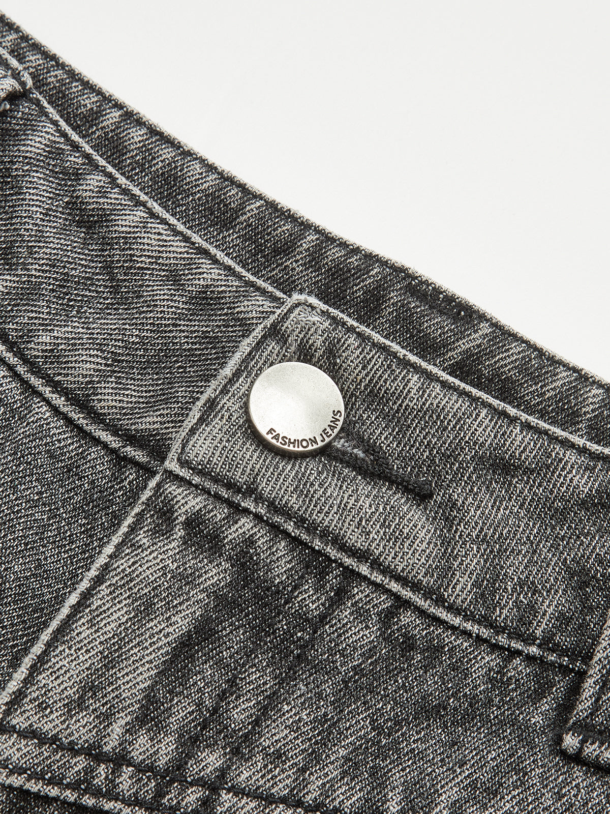 High-Waisted Washed Denim Pants